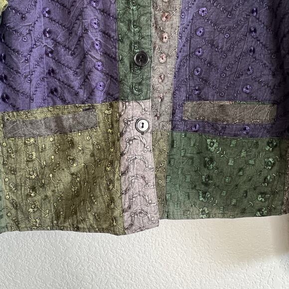 Sacred Threads M/L Patchwork Mixed Print Boho Hippie Short Jacket Art to Wear - Picture 3 of 6